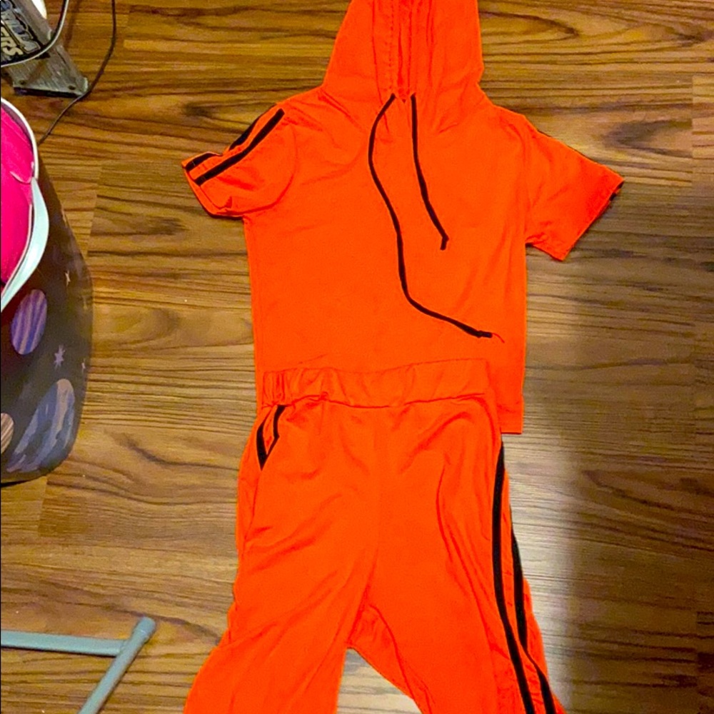 2pc set Peach Hoodie and Peach Biker shorts